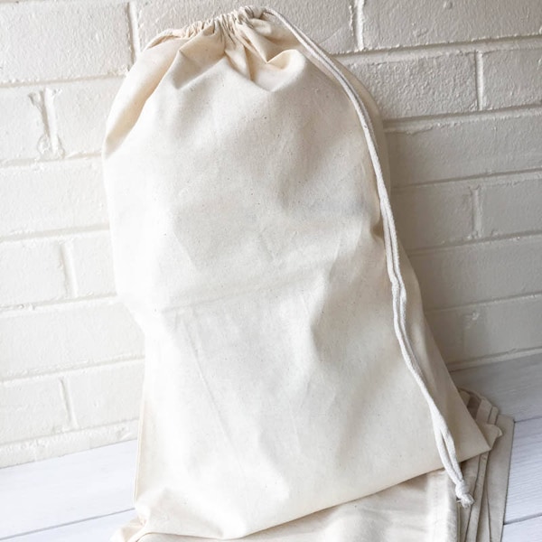 14" x 20" Muslin Pouch | Extra Large Muslin Sack - Blank Cotton Muslin Drawstring Bag for Embroidery, Heat Transfer Vinyl - 10 PACK