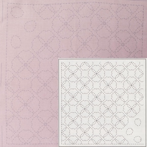 Sashiko Kit | Olympus Sashiko Embroidery Pattern, Traditional Japanese Design - Sakura Kari on Pink Fabric (No 358)