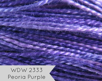 Purple Weeks Dye Works Perle Cotton | Hand Over-Dyed Pearl Cotton Floss Thread for Hand Quilting, Embroidery - PEORIA PURPLE (Size 8)