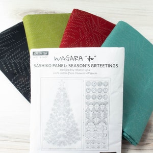 Pre-printed Sashiko Sampler Panel - Seasons Pre-printed Sashiko Sampler Panel - Seasons