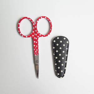 Embroidery Scissor Case Polka Dot Leather-Like Scissor Sheath, Small Scissor Cover image 4