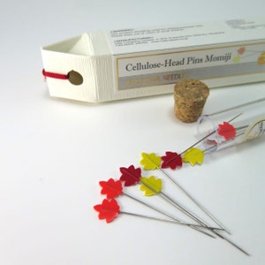 Flower Head Pins Tulip Hiroshima Cellulose Head Pins Momiji Made in Japan Maple Leaf image 1