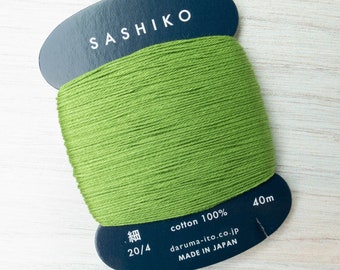 Thin Sashiko Thread | Daruma Carded Thin Sashiko Thread Cotton Floss for Visible Mending, Boro, Hand Embroidery- SPRING GREEN (227)