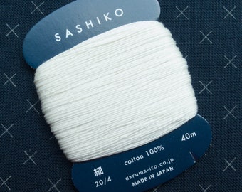 Thin Sashiko Thread | Daruma Carded Thin Sashiko Thread Single Strand Cotton Floss for Visible Mending, Hand Embroidery - OFF-WHITE (202)