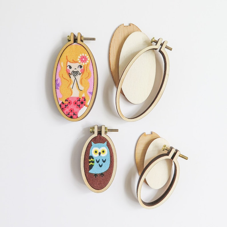 4 Mini Oval Embroidery Hoops 1.75 and 2.5 Etsy