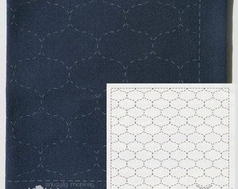 Sashiko Fabric Pattern Sampler Kit - Olympus Sashiko Hoshi Ami on Navy Fabric (No 205)