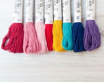 Sashiko Thread Set | Japanese Sashiko Cotton Thread Collection with 8 Colors for Hand Embroidery, Sashiko Mending - AFTERNOON PLAYDATE