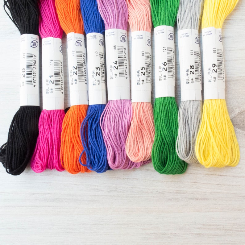 BRIGHT NIGHTS Japanese Sashiko Cotton Thread Collection with 9 Bright Colors for Hand Embroidery Sashiko Thread Set Sashiko Mending