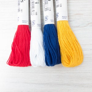 Olympus Sashiko Thread Set | Primary Colors 4 Skeins Cotton Japanese Embroidery Thread for Sashiko, Hand Quilting,Embroidery - PRIMARY COLOR