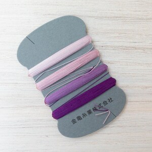 Silk Thread Set | Kinkame Japanese Silk Floss Cards with 4 Colors per Set for Hand Embroidery, Applique, Mending - LAVENDER #9