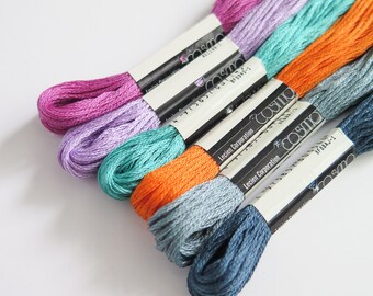 COSMO Embroidery Thread Set - Grand Central | 6 Skiens Embroidery Floss Lecien COSMO Japanese Cotton Thread for Cross Stitch Embroidery
