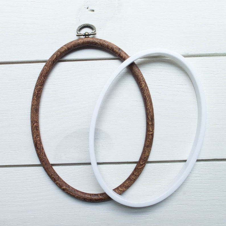 Oval jessecmault hoop 45 in x 65 in faux wood flexi hoop  etsy