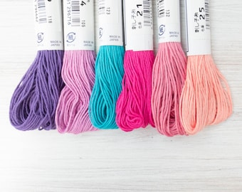 Sashiko Thread Set | Japanese Sashiko Cotton Thread Collection with 6 Colors for Hand Embroidery, Sashiko Mending - FAIRY WINGS