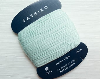 Thin Sashiko Thread | Daruma Carded Thin Sashiko Thread Single Strand Cotton Floss for Visible Mending, Hand Embroidery - MINT (206)