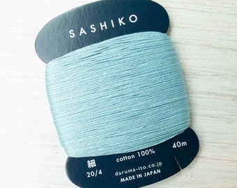 Thin Sashiko Thread | Daruma Carded Thin Sashiko Thread Cotton Floss for Visible Mending, Boro, Hand Embroidery- LIGHT BLUE (226)