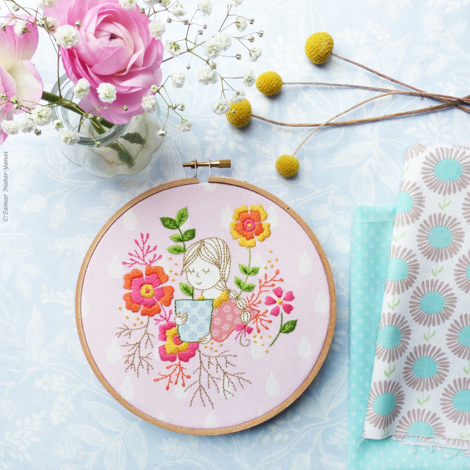 Modern Hand Embroidery Kit | 6 Inch (15 Cm) Nursery Decor Hoop Art ...
