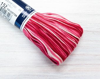Sashiko Thread | 100 m Large Skein Japanese Cotton Thread for Sashiko Stitching, Visible Mending, Hand Quilting - 100m VAR RED (#152)