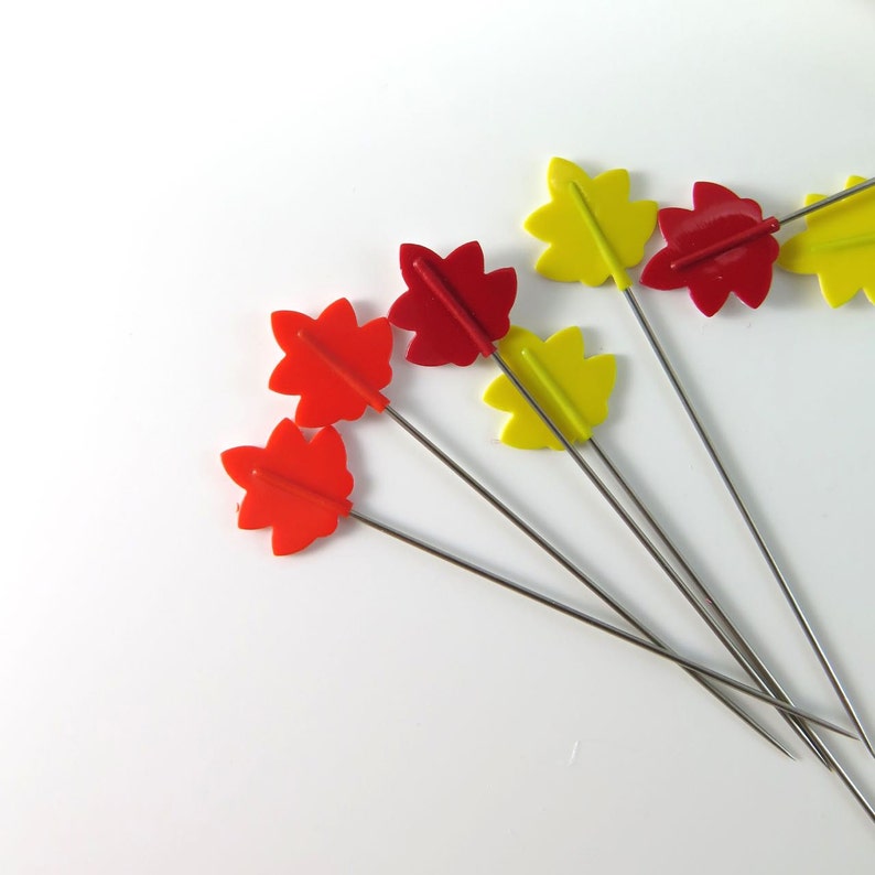 Flower Head Pins Tulip Hiroshima Cellulose Head Pins Momiji Made in Japan Maple Leaf image 2