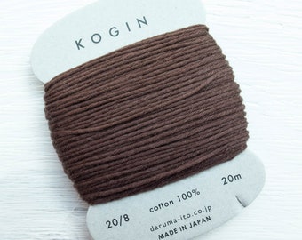 Kogin Sashiko Thread | Daruma Carded Thick Sashiko Thread Single Strand Cotton Floss for Visible Mending, Boro, Hand Embroidery - BROWN (#3)