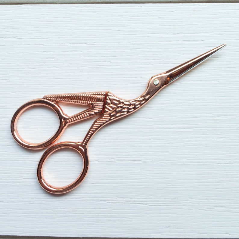 Rose Gold Embroidery Scissors Stork Embroidery Scissors Etsy