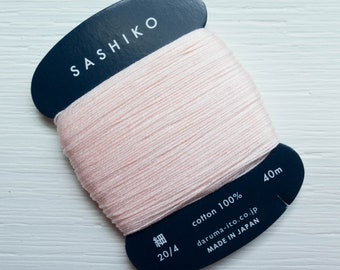 Thin Sashiko Thread | Daruma Carded Thin Sashiko Thread Single Strand Cotton Floss for Mending, Hand Embroidery - CHERRY BLOSSOM (209)