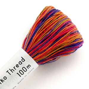Olympus Sashiko Thread | 100 m Large Skein Japanese Cotton Thread for Sashiko Stitching, Visible Mending - 100m FIERY SKY (#174)