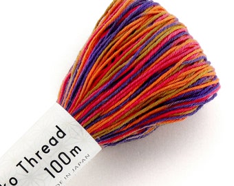 Fil Sashiko Olympus | Bobine de fil de coton japonais large 100 m pour couture sashiko, raccommodage visible - 100 m FIERY SKY (n°174)