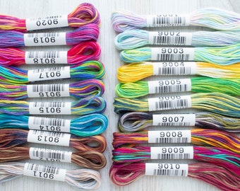 Variegated Embroidery Floss Set | Lecien COSMO Seasons Embroidery Thread Set for Hand Embroidery - 9000 Series FULL COLLECTION (9001-9020)