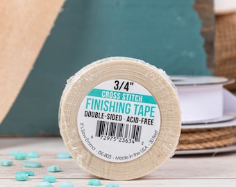 Cross Stitch Fabric Finishing Tape | No Sew Fabric Hemming Tape for Aida Cloth, Embroidery Linen Fabric (3/4 inch wide)