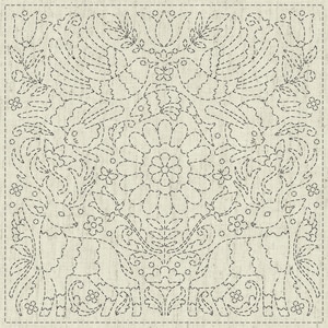 Sashiko Sampler | Pre-Printed Sashiko Design on Cotton Linen Fabric Ready to Stitch Sashiko Embroidery Pattern - GOOD NEWS