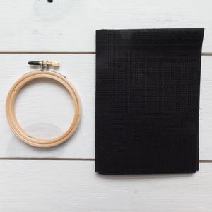 Cross Stitch Fabric - 16 count Aida Cloth | 100% Cotton Cross Stitch Embroidery Aida Fabric - Black