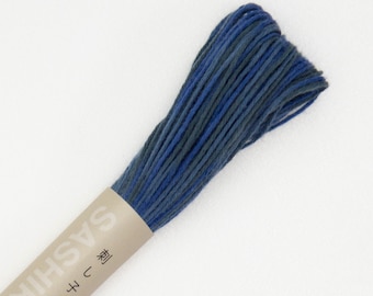 Japanese Sashiko Thread | Olympus Medium Weight Cotton Thread for Sashiko Stitching, Visible Mending - Short Pitch Variegated BLUES ( #98)