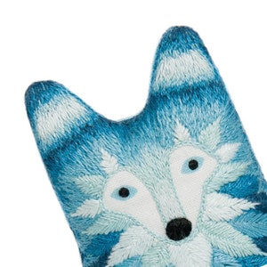 Modern Hand Embroidery Kit | Kiriki Press Embroidered Doll Kit to Make Your Own Plushie - WOLF