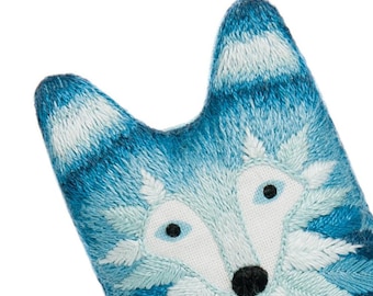 Modern Hand Embroidery Kit | Kiriki Press Embroidered Doll Kit to Make Your Own Plushie - WOLF