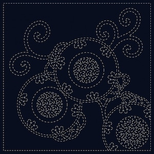 Sashiko Embroidery Kit | Japanese Hand Embroidery, Sashiko Fabric with Pre-Printed Pattern - BRACKEN FERN (SC-09)