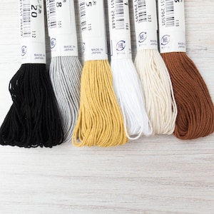 Neutral Colors Sashiko Thread Set | Japanese Sashiko Cotton Thread Collection with 6 Neutral Colors for Hand Embroidery, Mending - NEUTRALS