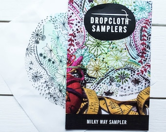 Hand Embroidery Pattern | Dropcloth Samplers Pre-Printed Cotton Embroidery Sampler -MILKY WAY Sampler