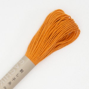 Japanese Sashiko Thread | Olympus Medium Weight Cotton Thread for Sashiko Stitching, Visible Mending - CARROT ORANGE (#4)