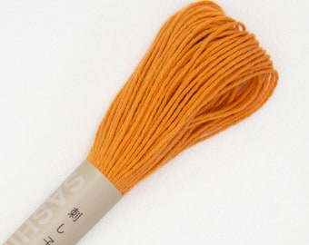 Japanese Sashiko Thread | Olympus Medium Weight Cotton Thread for Sashiko Stitching, Visible Mending - CARROT ORANGE (#4)