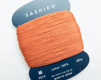 Thin Sashiko Thread | Daruma Carded Thin Sashiko Thread Single Strand Cotton Floss for Visible Mending, Boro, Hand Embroidery - CARROT (214)