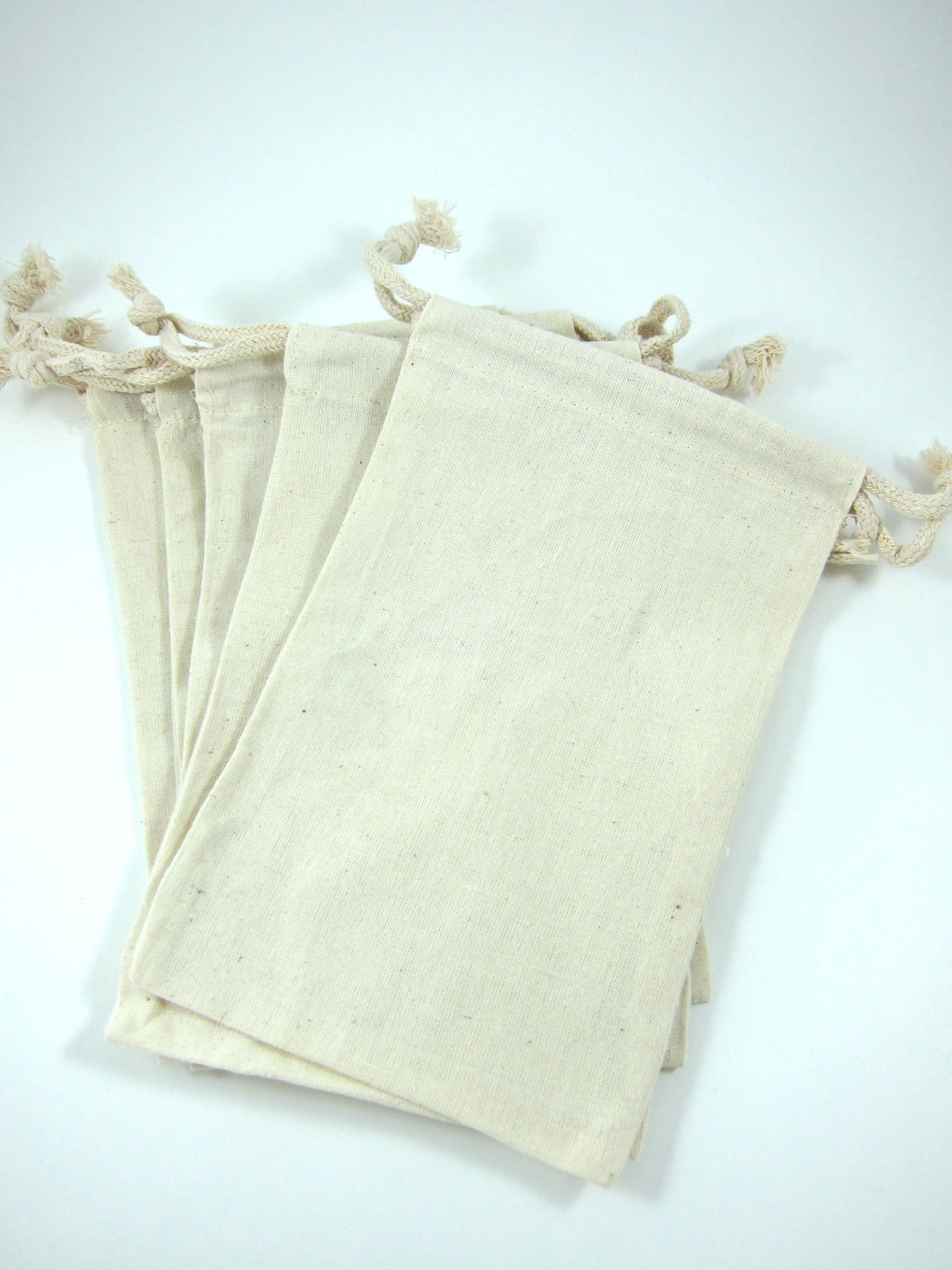 5 Large Cotton Muslin Bags Pouches 5 by 8 inch for Jewelry Etsy