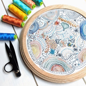 Hand Embroidery Pattern | Dropcloth Samplers Pre-Printed Cotton Embroidery Sampler -DISCO NAP Sampler