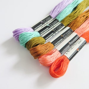 COSMO Embroidery Floss Set - Bashful Birds | 6 Skiens Embroidery Thread Lecien COSMO Japanese Cotton Thread for Cross Stitch Embroidery