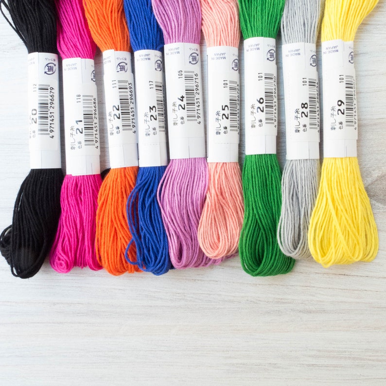 BRIGHT NIGHTS Japanese Sashiko Cotton Thread Collection with 9 Bright Colors for Hand Embroidery Sashiko Thread Set Sashiko Mending