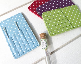 Polka Dot Needle Case | Synthetic Leather Needlebook, Needle Holder