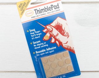 Thimble Pads | Stick On Suede Leather Thimble for Sewing, Quilting, Embroidery, Cross Stitch, Needlework