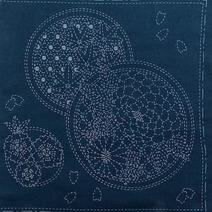 Sashiko Embroidery Kit | Japanese Hand Embroidery, Sashiko Fabric with Pre-Printed Pattern - SEASONS (SC-12)