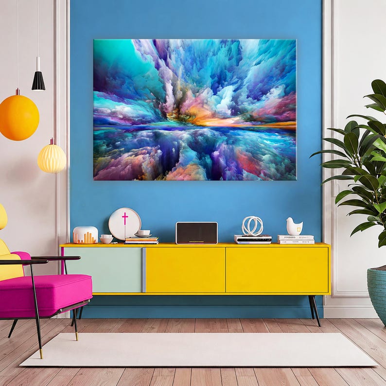 Blue Abstract Art, Turquoise Wall Art, Abstract Canvas Art, Blue Canvas