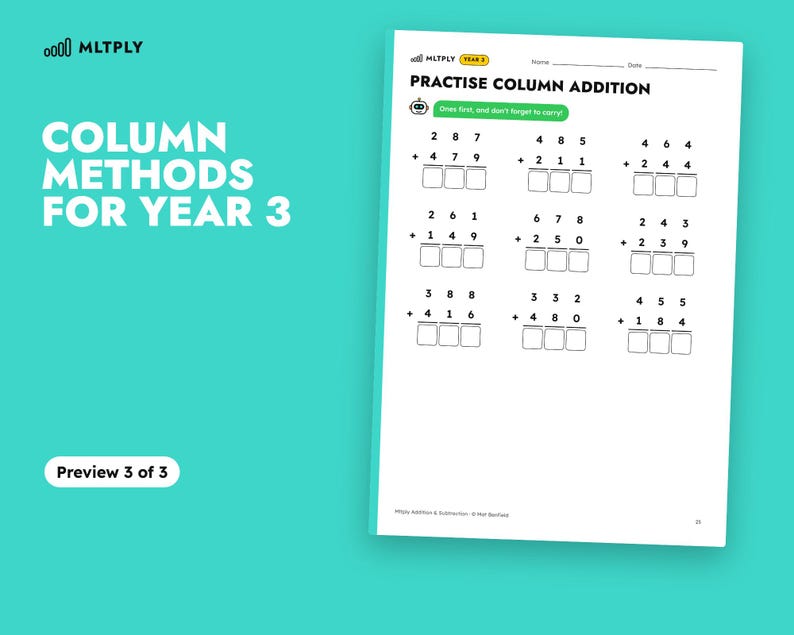Addition Subtraction Workbook Year 1-3, Number Bonds to 1000, Column ...