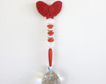 Red Butterfly Sun Catcher, Crystal Window Prism Sun Catcher